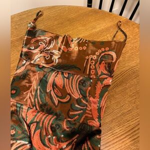 NWOT!! SHEIN Brown and Green Paisley Sequin Dress- M